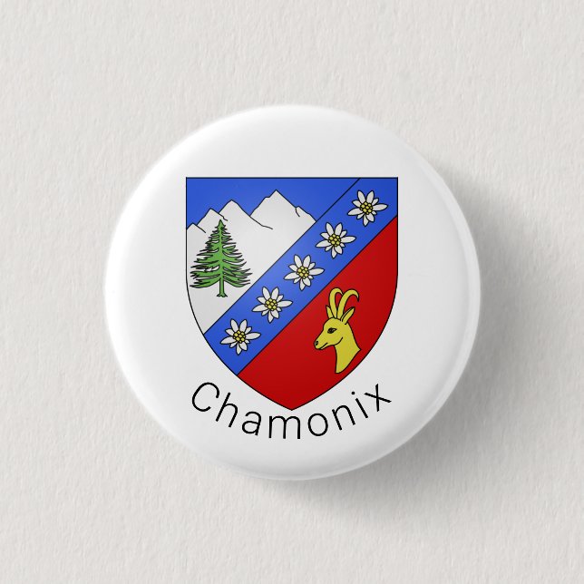 Bóton Redondo 2.54cm Chamonix casaco de braços (Frente)
