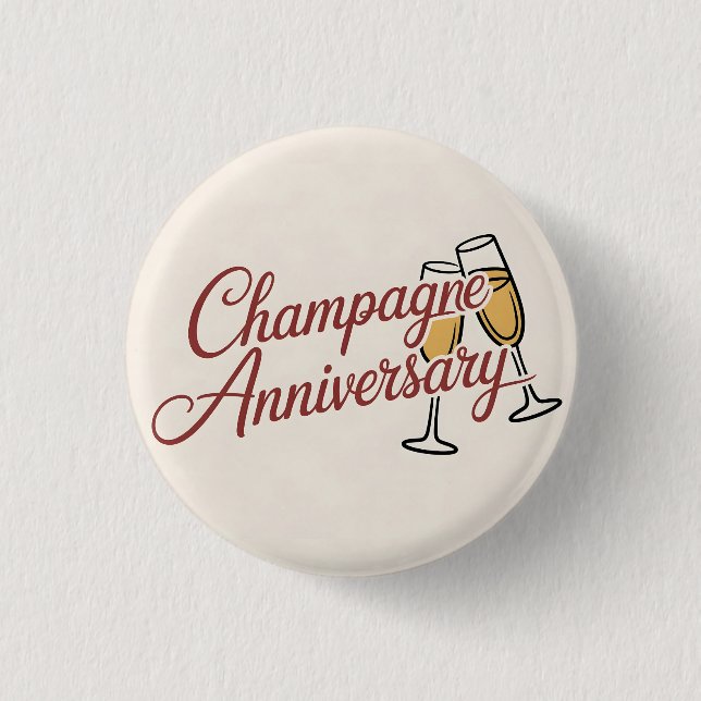 Bóton Redondo 2.54cm Champagne Anniversary Celebration Script Graphic (Frente)