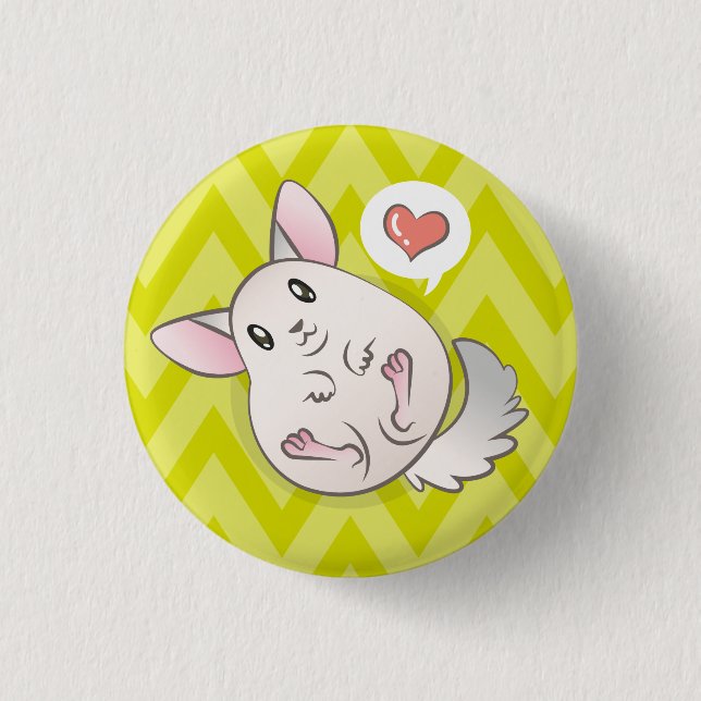 Bóton Redondo 2.54cm Chapa 3,2cm Chinchilla Corazón Verde (Frente)