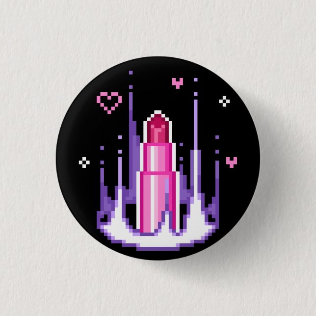Bóton Redondo 2.54cm Charisma Stamer Pixel Art Lipstick (Frente)