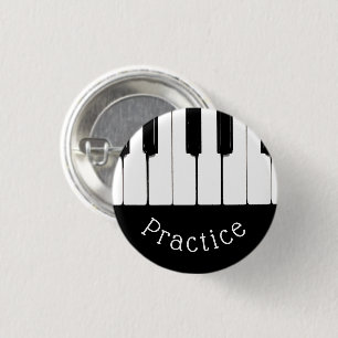 Bóton Redondo 2.54cm Chaves para piano em preto e branco, "Prática"