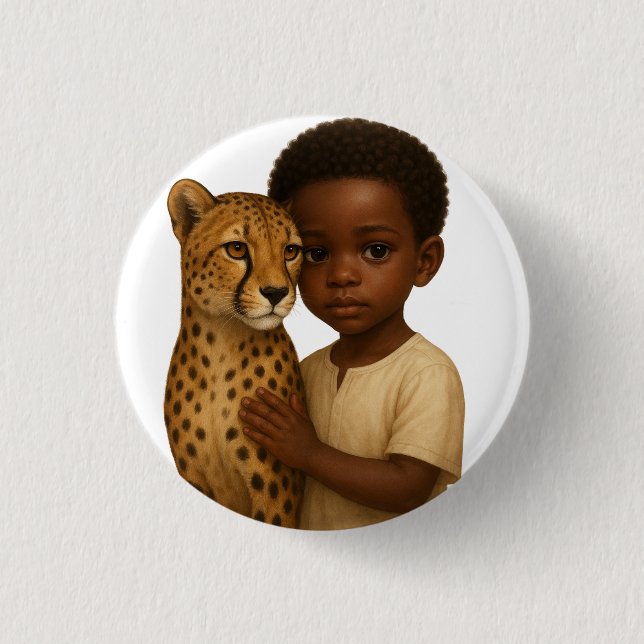 Bóton Redondo 2.54cm Cheetah & Boy: Bond of the wild and innocent (Frente)