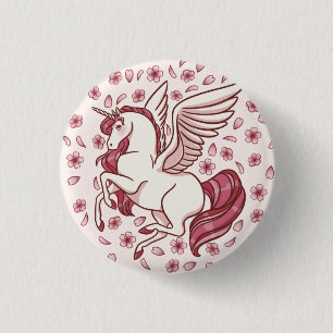 Bóton Redondo 2.54cm Cherry Blossom Unicorn