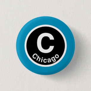Bóton Redondo 2.54cm Chicago L Chicago Blue Line