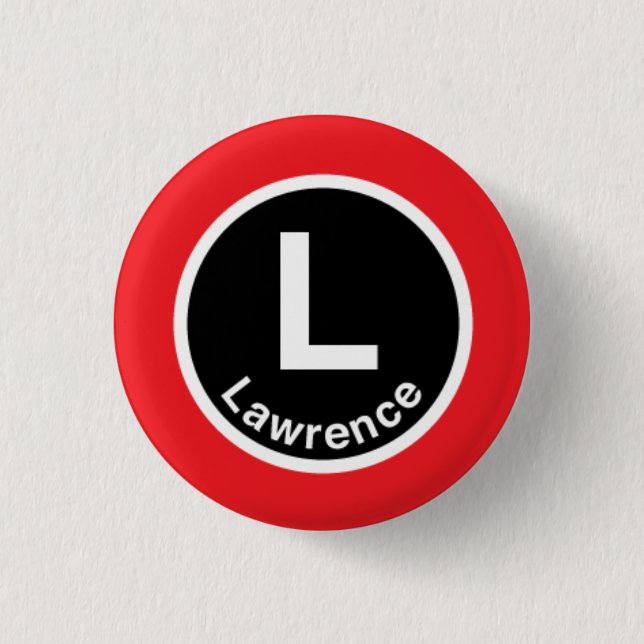 Bóton Redondo 2.54cm Chicago L linha vermelha de Lawrence (Frente)