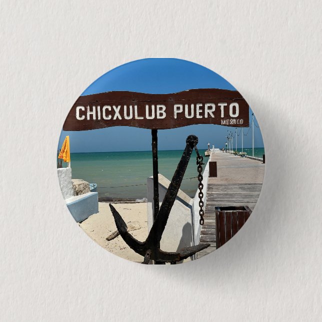 Bóton Redondo 2.54cm Chicxulub Puerto, México - Botão redondo (Frente)
