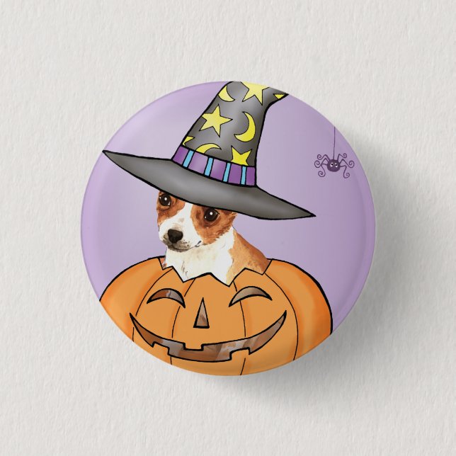 Bóton Redondo 2.54cm Chihuahua Halloween (Frente)