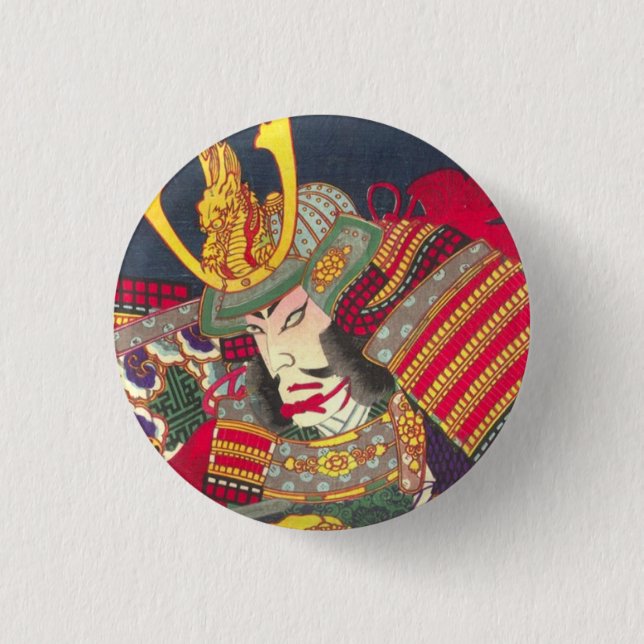 Bóton Redondo 2.54cm Chikanobu Samurai 4:5 (Frente)