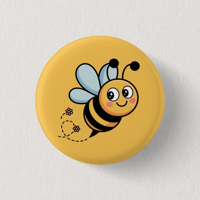 Bóton Redondo 2.54cm Child-Friendly Bee Mascot with Dotted Trail (Frente)