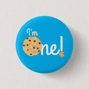 Bóton Redondo 2.54cm Chip Cookies primeiro aniversario Festa Azul