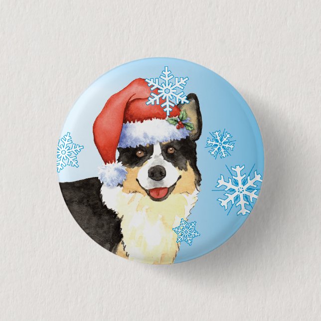 Bóton Redondo 2.54cm Christmas Cardigan Welsh Corgi (Frente)