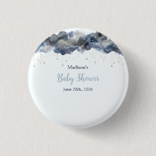 Bóton Redondo 2.54cm Chuva Celestial em Aquarela Baby Shower
