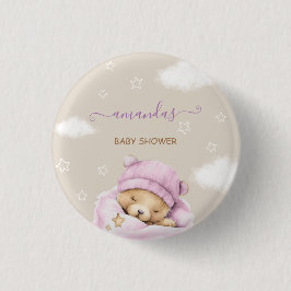 Bóton Redondo 2.54cm Chuva de bebÊ menina ursinho nuvens