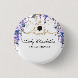 Bóton Redondo 2.54cm Chuva de Noiva Vintage Azul Florais Bridgerton