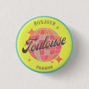 Bóton Redondo 2.54cm Cidade de Toulouse, França, colorida acessória mod