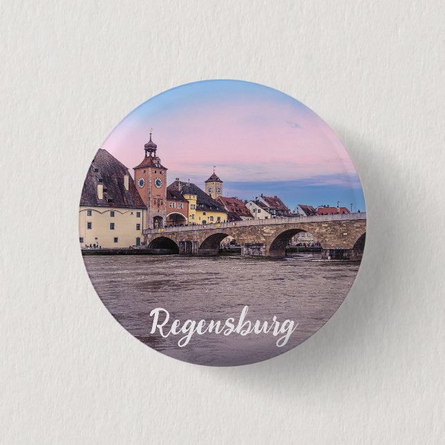Bóton Redondo 2.54cm Cidade histórica de Regensburg, Alemanha (Frente)