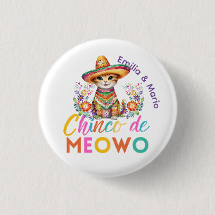 Bóton Redondo 2.54cm Cinco De Meowo Cute Cat Fiesta Party Personalizado