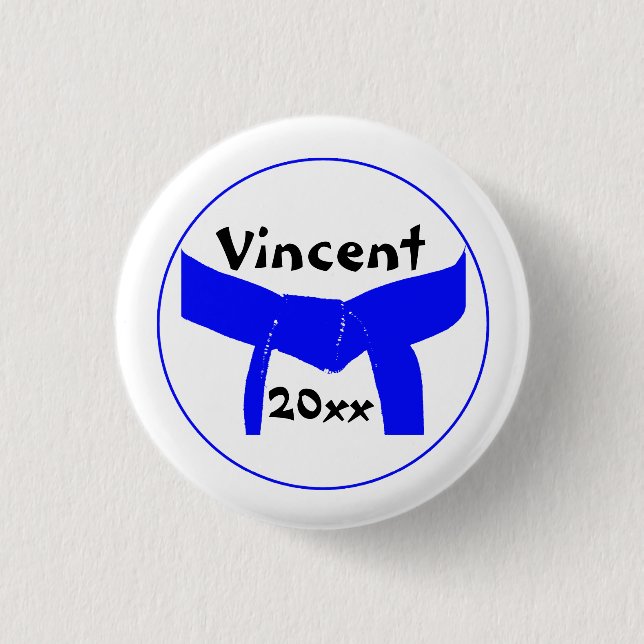 Bóton Redondo 2.54cm Cinturão azul claro de artes marciais (Frente)