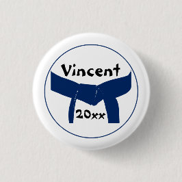 Bóton Redondo 2.54cm Cinturão Azul Escuro de Artes Marciais