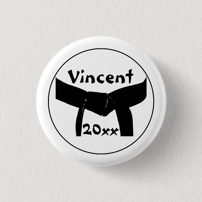 Bóton Redondo 2.54cm Cinturão Negro Básico de Artes Marciais (Frente)