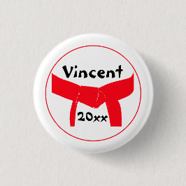 Bóton Redondo 2.54cm Cinturão Vermelho de Artes Marciais