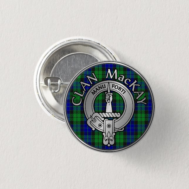 Bóton Redondo 2.54cm Clan MacKay Crest & Tartan (Frente & Verso)