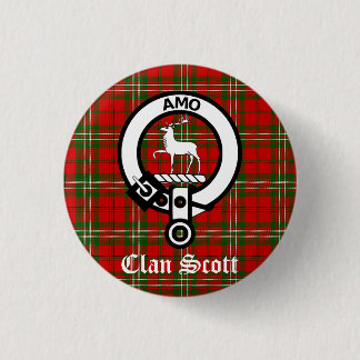 Bóton Redondo 2.54cm Clan Scott Crest Crachá e Tartan