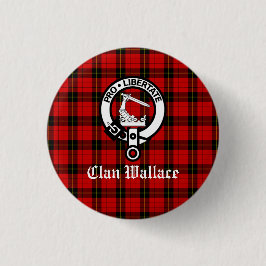Bóton Redondo 2.54cm Clan Wallace Crest Crachá e Tartan