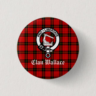 Bóton Redondo 2.54cm Clan Wallace Crest Crachá e Tartan