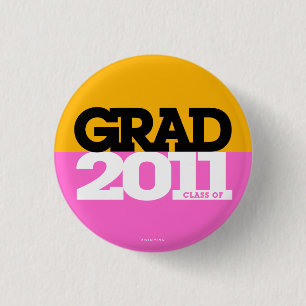 Bóton Redondo 2.54cm Classe das graduações de um rosa alaranjado de