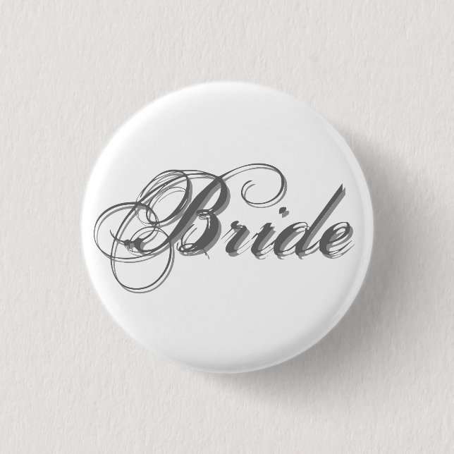 Bóton Redondo 2.54cm Classic, elegant white and grey bride button (Frente)