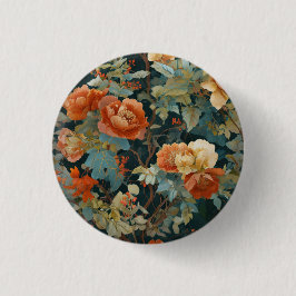 Bóton Redondo 2.54cm Classic Floral Button Badge Vintage Botanical Art