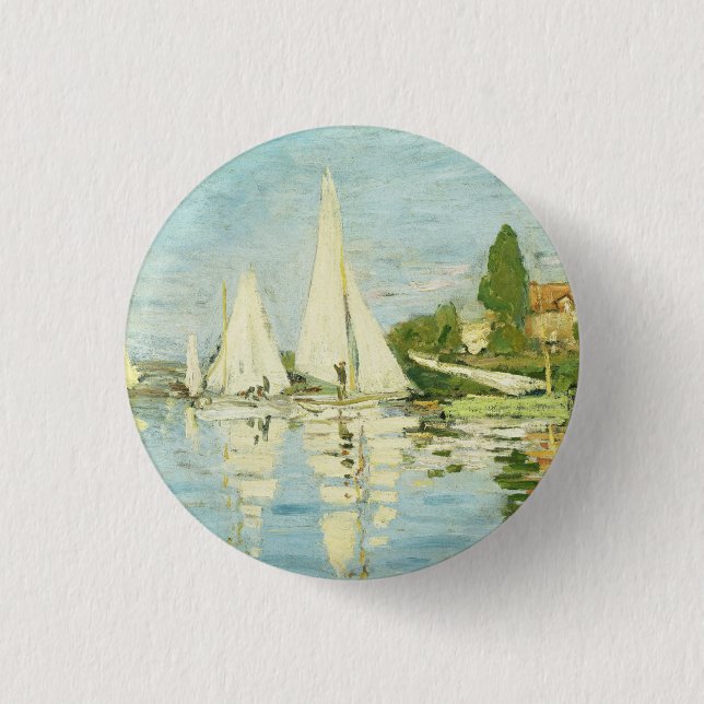 Bóton Redondo 2.54cm Claude Monet. Regattas em Argenteuil (Frente)