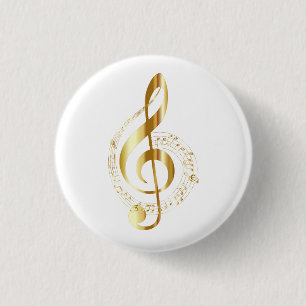 Bóton Redondo 2.54cm Clef em crachá de ouro