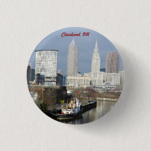 Bóton Redondo 2.54cm Cleveland, Ohio River View Button