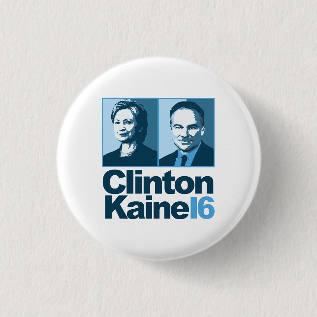 Bóton Redondo 2.54cm Clinton Kaine para América 2016 (Frente)