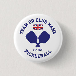 Bóton Redondo 2.54cm Clube de Pickleball Equipe Reino Unido Bandeira Pe