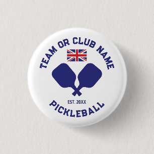 Bóton Redondo 2.54cm Clube de Pickleball Equipe Reino Unido Bandeira Pe