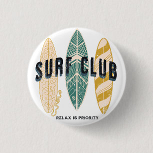 Bóton Redondo 2.54cm Clube de surfs Summer Beach Vacage Funny Vintage