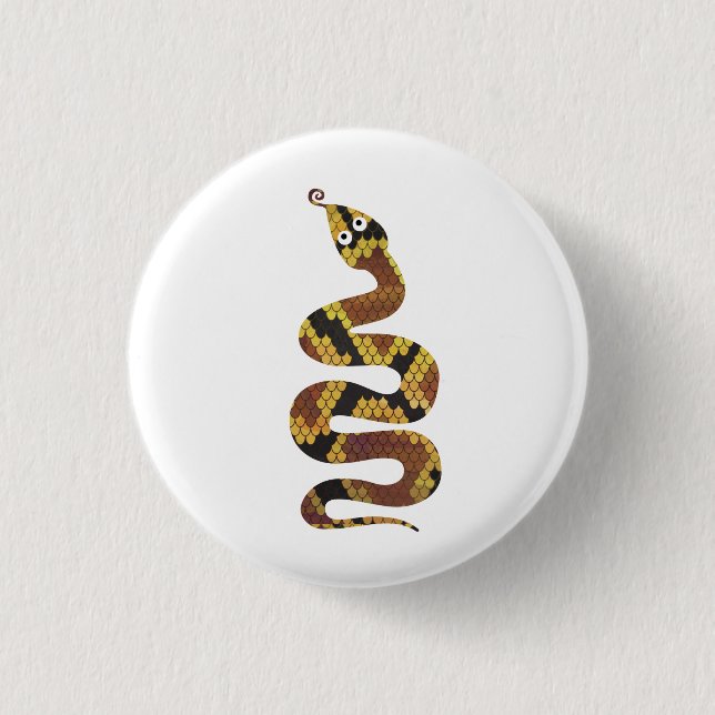 Bóton Redondo 2.54cm Cobra Brown e Silhouette Dourada (Frente)