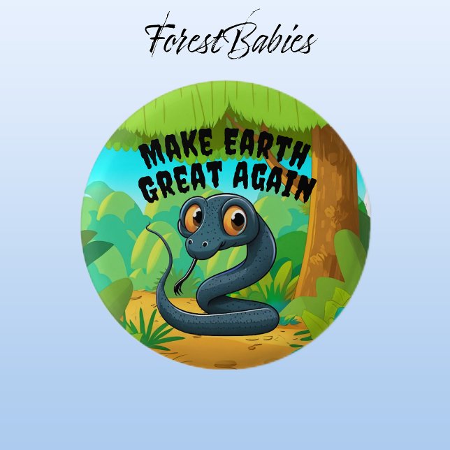 Bóton Redondo 2.54cm Cobra Negro, Faça a Terra Excelente novamente, amb (Indigo Snake 🐍  ForestBabies Button)