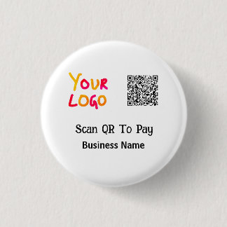 Bóton Redondo 2.54cm Código QR minimalista simples para pagar logotipo