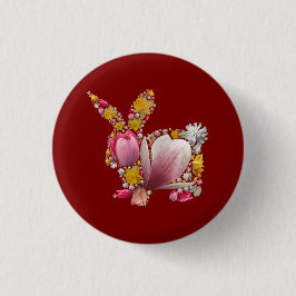 Bóton Redondo 2.54cm Coelhinho de Páscoa Floral
