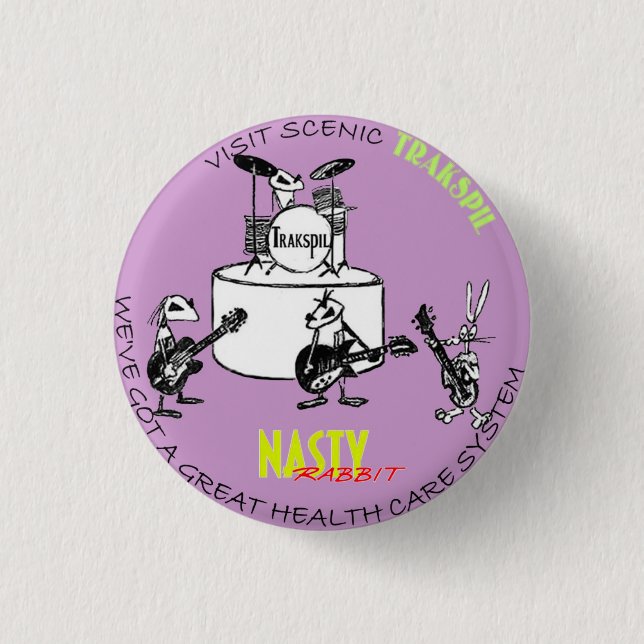 Bóton Redondo 2.54cm Coelho desagradável: Do "turismo Trakspil " do (Frente)