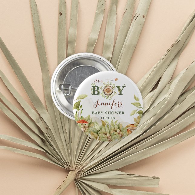 Bóton Redondo 2.54cm Cogumelos Chás de fraldas Russos de Woodland (Criador carregado)