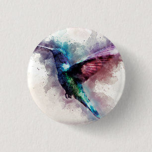 Bóton Redondo 2.54cm Colorful Watercolor Hummingbird