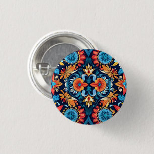 Bóton Redondo 2.54cm Colorido Boho Floral Elegância: Vibrante Mandala