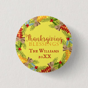Bóton Redondo 2.54cm Comemore seu Janto de Ação de Graças