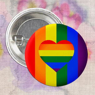 Bóton Redondo 2.54cm Comunidade Rainbow Heart & Pride Rainbow Flag /LGB