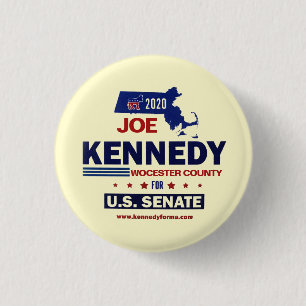 Bóton Redondo 2.54cm Condado de Worcester para Joe Kennedy 2020